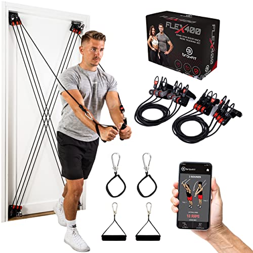 BRAYFIT FLEX400 Home Gym Equipment, Full Body Workout Door Gym, Padded Handles, Heavy Resistance Bands, Wrist/Ankle Straps, and Setup and Instruction Guide