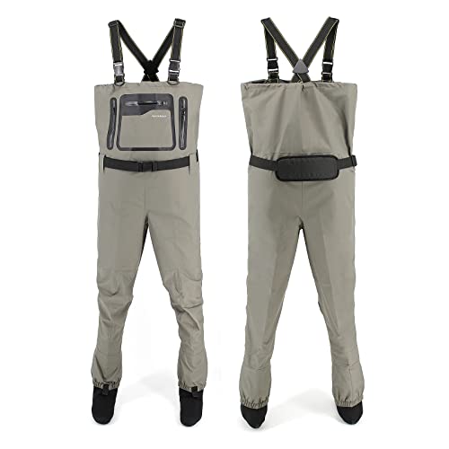 Xproutdoor Waterproof Chest Waders, Breathable Fishing & Hunting Wader with Stocking Foot for Men and Women, Regular Sizing, with 4 Fishing Tackle Storage Boxes Trays