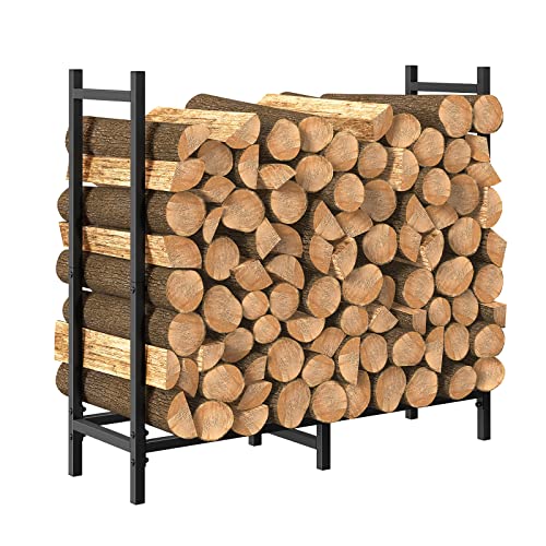 NANANARDOSO 2.6ft Outdoor Indoor Firewood Rack Holder for Fireplace Wood Storage, Fire Log Stacker Stand, Heavy Duty Logs Stand Stacker Holder for Fireplace Metal Lumber Storage Carrier Organizer