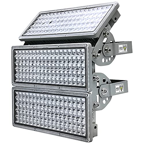 Kekeou Stadium Lights LED Flood Lights Outdoor 300W 30000LM 6500K Flood Lights Outdoor IP67 Waterproof 300 Watt Exterior Flood Lights with 3 Adjustable Heads for Yard