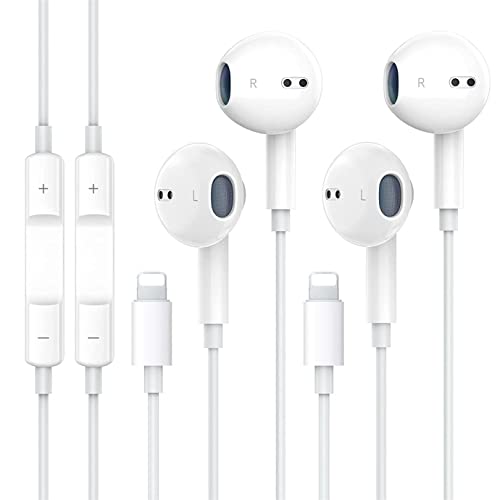 2 Packs -Apple Earbuds for iPhone Headphones Wired Earphones (Built-in Microphone & Volume Control) [Apple MFi Certified] Noise Isolating Headsets for iPhone 13/12/11/XR/XS/X/8/8 Plus/7/7Plus