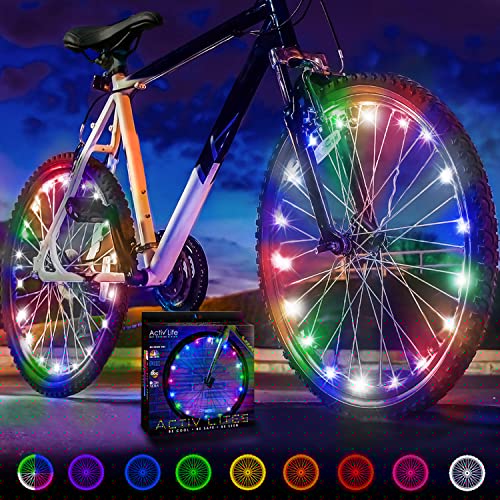 Activ Life 2-Tire Pack LED Bike Wheel Lights with Batteries Included! Top-Selling Gifts & Stocking Stuffers for All Ages! Get 100% Brighter and Visible from All Angles for Ultimate Safety and Style