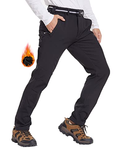 Arunlluta Hiking Pants for Men Snow Ski Winter Pants Men Water Resistant Fleece Lined Pants Fishing Softshell Pants Outdoor