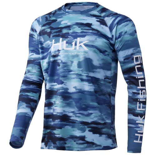 HUK Mens Pursuit Camo Vented Long Sleeve Shirt|+30 UPF Fishing Shirt