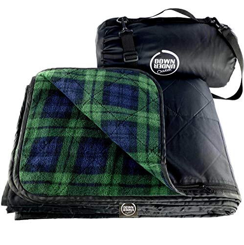 DOWN UNDER OUTDOORS Large Waterproof Windproof Extra Thick 350 GSM Quilted Fleece Stadium Blanket