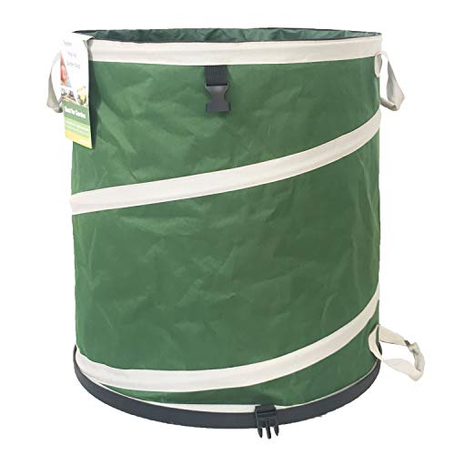24 Gallon Collapsible Trash Can (19x21 in) Hard-Shell Bottom Yard Garden Bag for Pop-Up Recycling Bin,Camping Trash Can,RV Trips Waste Bin,Laundry Bag,Yard Waste Bag,Lawn Debris Bag,Leaf Bag 4 Handles