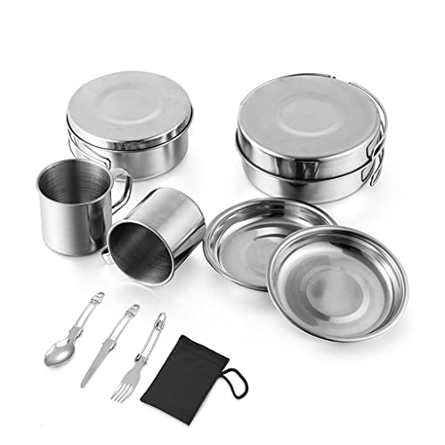 GSPORTFIS Tableware for Trekking Camping Equipment Picnic Camp Cooking Supplies Stainless Steel Pots Cookware Set Foldable Fork (Color : B)