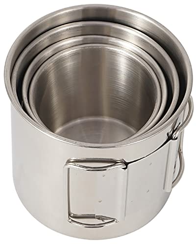 DZRZVD Camping Mugs,Backpacking Cups,Stainless Steel Mugs & Cups with Foldable Handle,Portable Coffee & Tea Cups Can be Nested for Outdoor Traveling Fishing Hunting Hiking with Storage Bag - 4 Packs