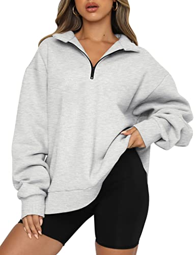Trendy Queen Womens Oversized Half Zip Pullover Long Sleeve Sweatshirt Quarter Zip Hoodie Sweater Teen Girls Fall Y2K Clothes
