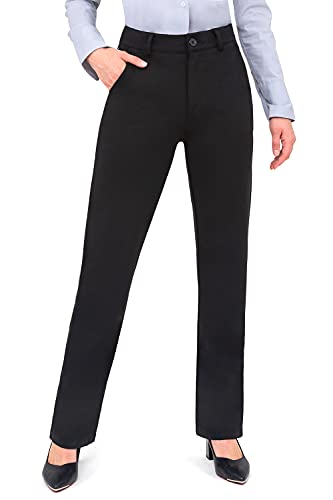 Bamans Work Pants for Women Yoga Dress Pants Straight Leg Stretch Work Pant with Pockets