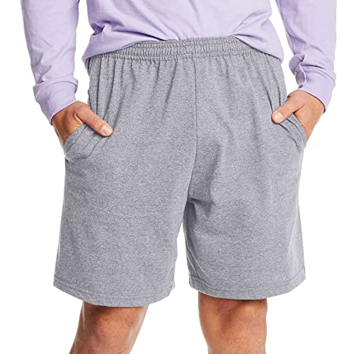 Hanes Men's Athletic Shorts, Favorite Cotton Jersey Shorts, Pull-On Knit Shorts with Pockets, Knit Gym Shorts, 7.5