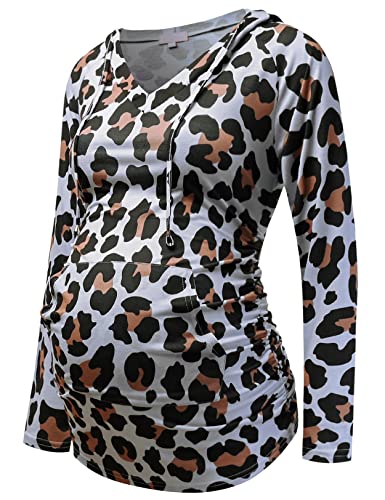 Maternity Hoodie Long Sleeves Shirt Casual Vneck Top Pregnancy Sweatshirt Tunics