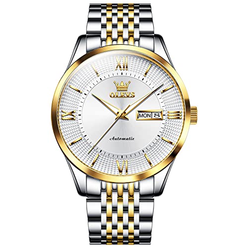 OLEVS Mens Automatic Watches Business Luxury Self Winding Mechanical Dress Wrist Watch Stainless Steel Waterproof Luminous Day Date