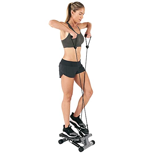 Sunny Health & Fitness Mini Stepper Stair Stepper Exercise Equipment with Resistance Bands
