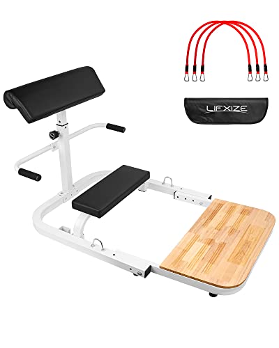 Hip Thrust Machine Portable Glute Workout Equipment for Home Gym Fitness Booty Glute Training with 3*50lbs Resistance Bands, Detachable Cushion Glute Machine